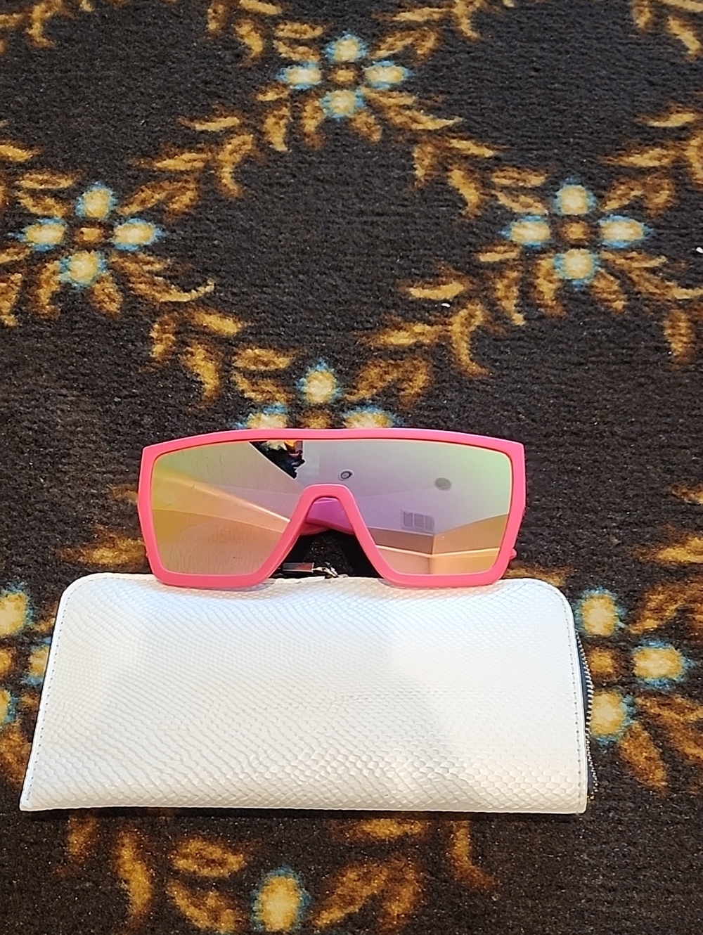 Steve Madden Pink Shield Sunglasses with Mirrored Lenses